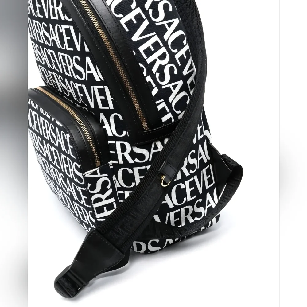 Versace Monogrammed Backpack with Gold Hardware and Black Leather (BRAND NEW ) - Picture 9 of 16